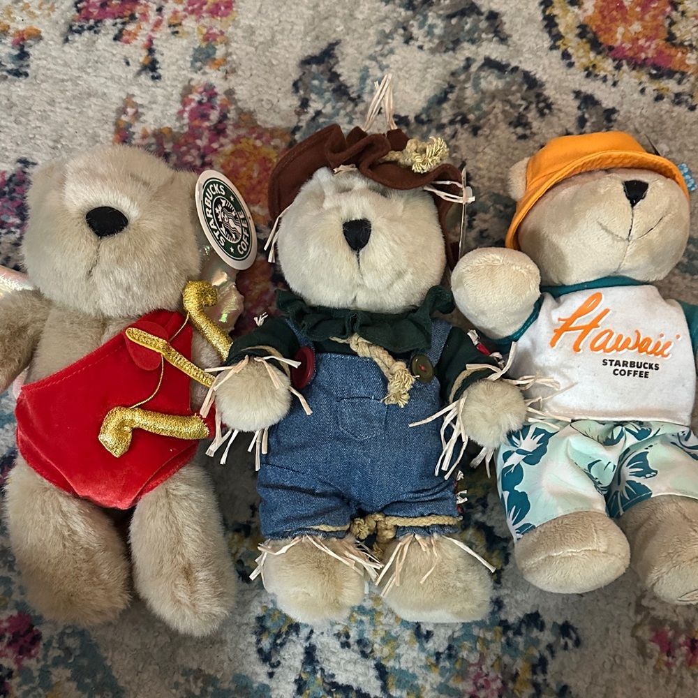 Starbucks Bearista Bear Set - 2001 Scarecrow and Cupid, Hawaii
